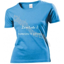 Tricou bleu deschis Femei, Zambeste, Dumnezeu te iubeste! 